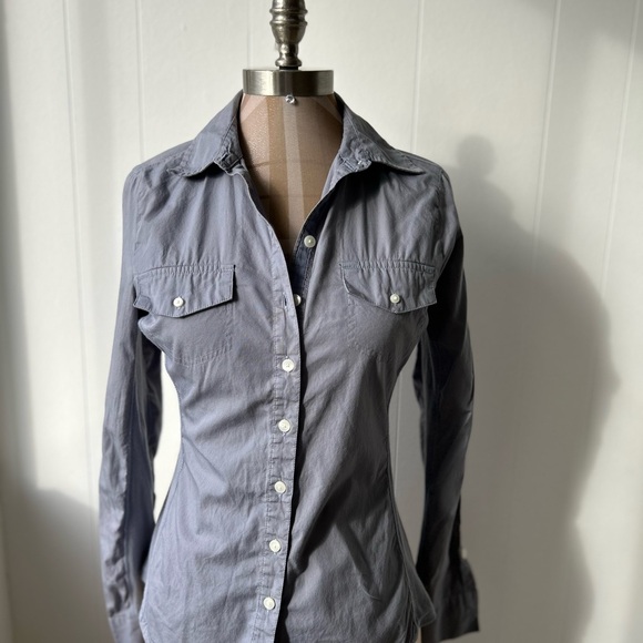 Converse Women's Blue Button Down Shirt - Picture 1 of 8